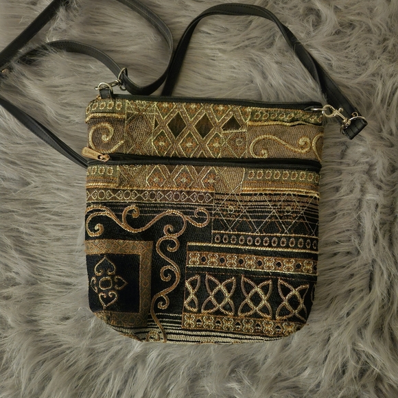 Black Brownish Tapestry Bag - Picture 4 of 6